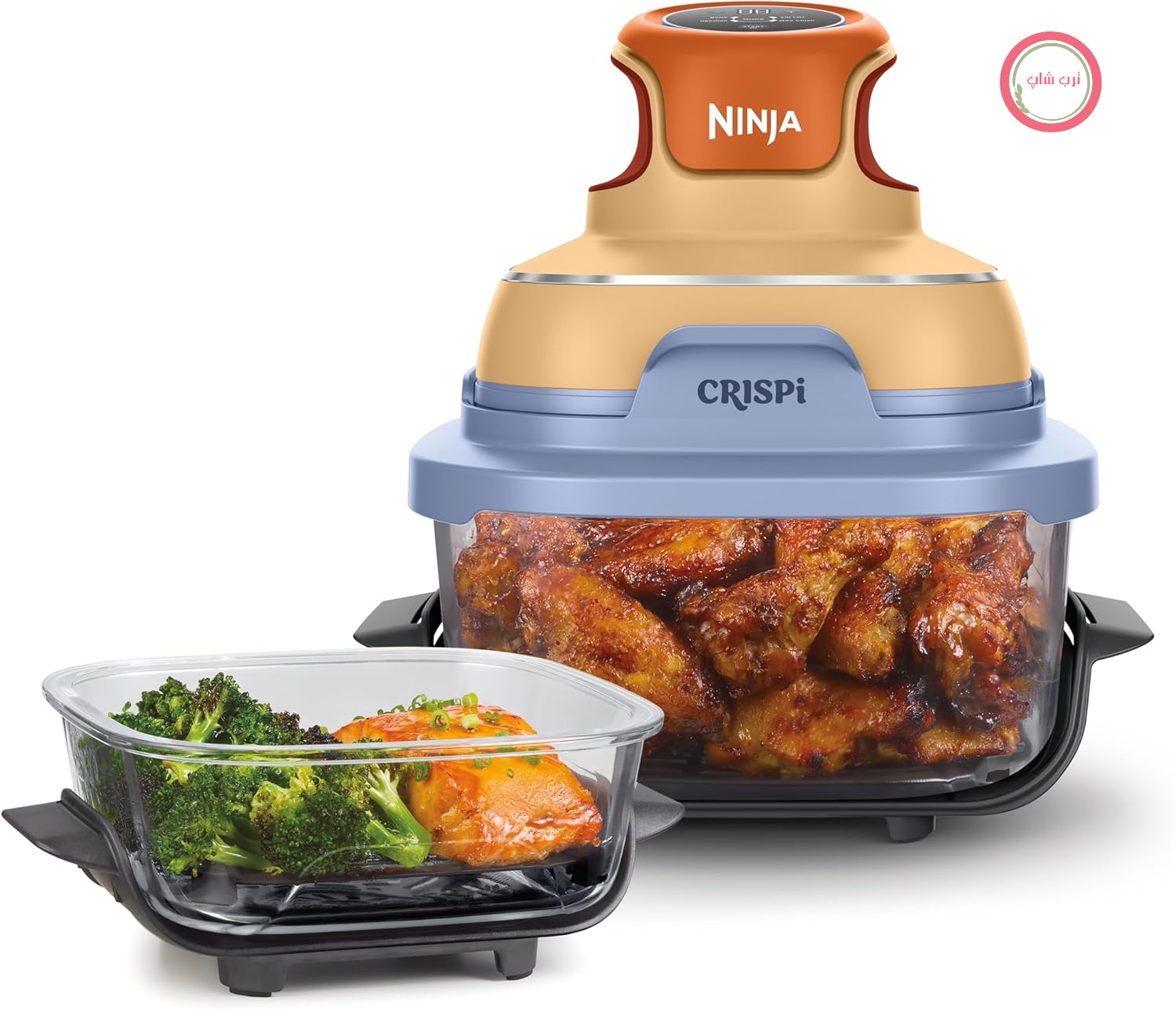 سرخ کن شیشه ای نینجا آمریکا  Ninja CRISPi FN101EUORPR و 1.4 لیتر 4 کاره سرخ کردن در هوا کباب کردن ترد کردن 2 ظرف شیشه ای